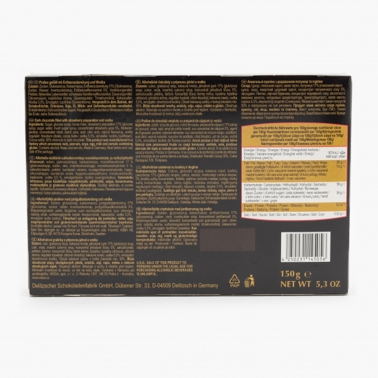 Praline de ciocolată umplute cu vodcă și căpșuni 150g