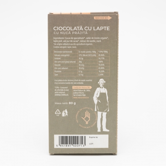 Ciocolată cu lapte cu nucă prăjită 80g