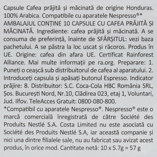The Honduran Roast, 10 băuturi, capsule cafea