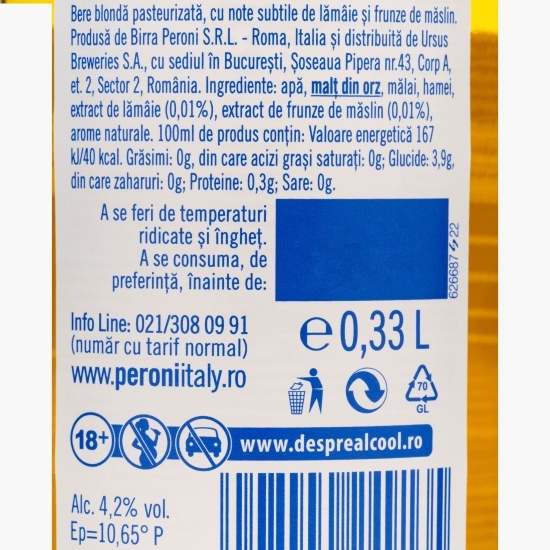 Bere blondă Capri sticlă 0.33l