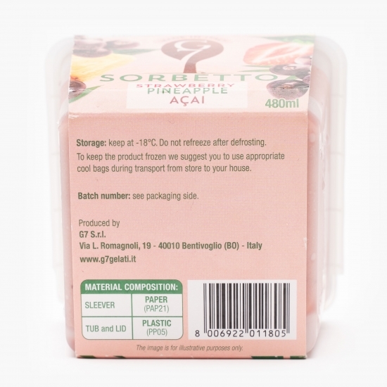 Sorbet căpșuni, ananas, acai 270g