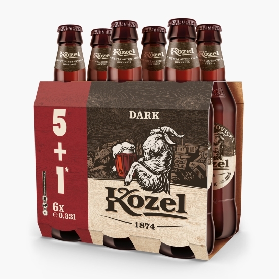 Bere neagră (dark) sticlă 6x0.33l (5+1)