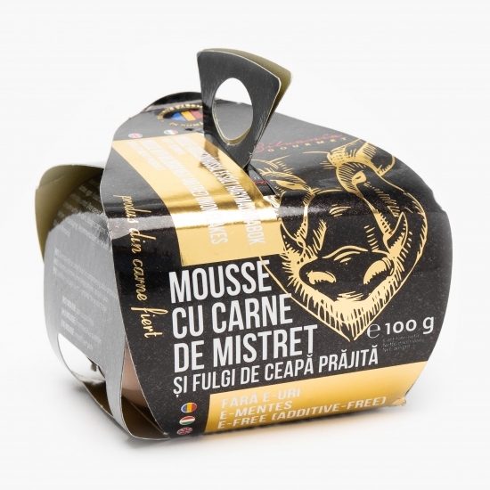 Mousse cu carne de mistreț și fulgi de ceapă prăjită 100g