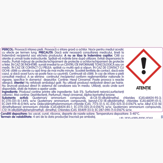Dezinfectant lichid pentru haine albe și colorate Fresh Cotton 1.5l