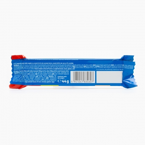 Baton de ciocolată cu caramel sărat, cremă de rom și arahide 44g