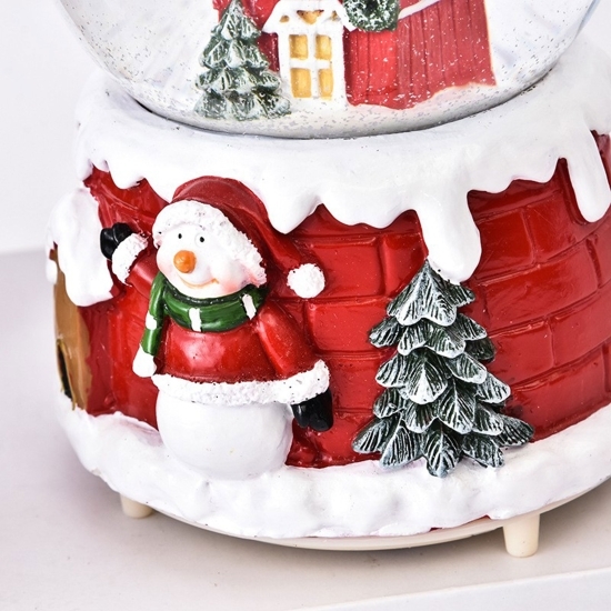 Decorațiune Glob cu zăpadă, model Moș Crăciun, diametru 4.5cm