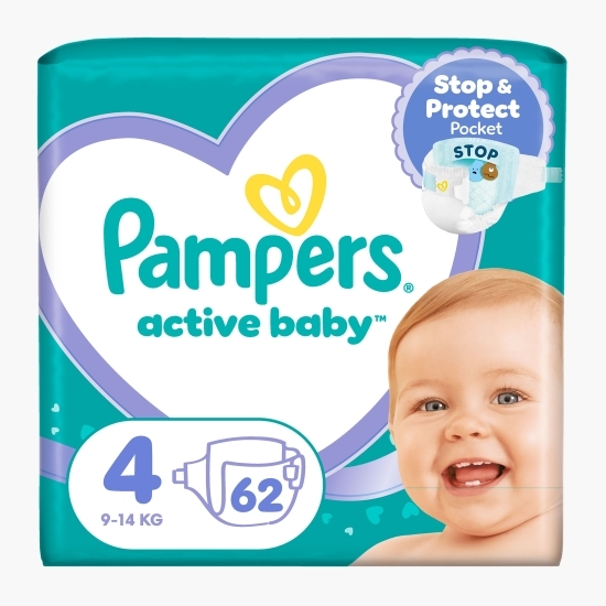 Scutece Active Baby mărimea 4, 9-14kg, 62 buc