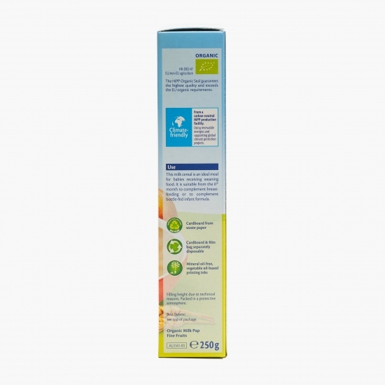 Gustare eco lapte și cereale cu fructe, +6 luni, 250g