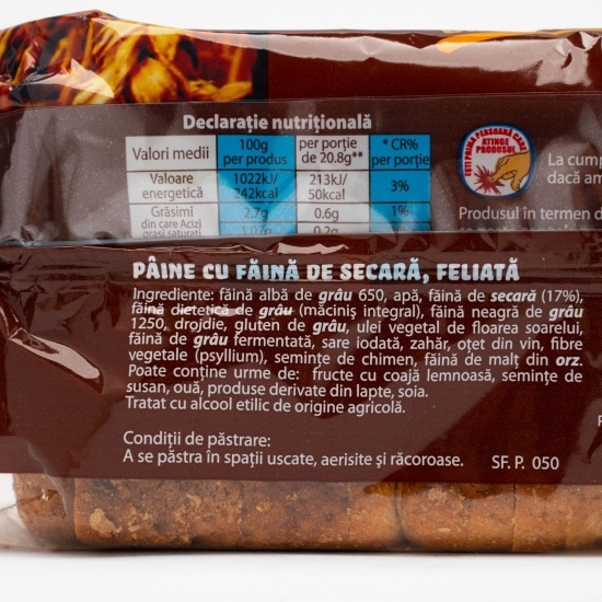 Toast cu făină de secară 500g