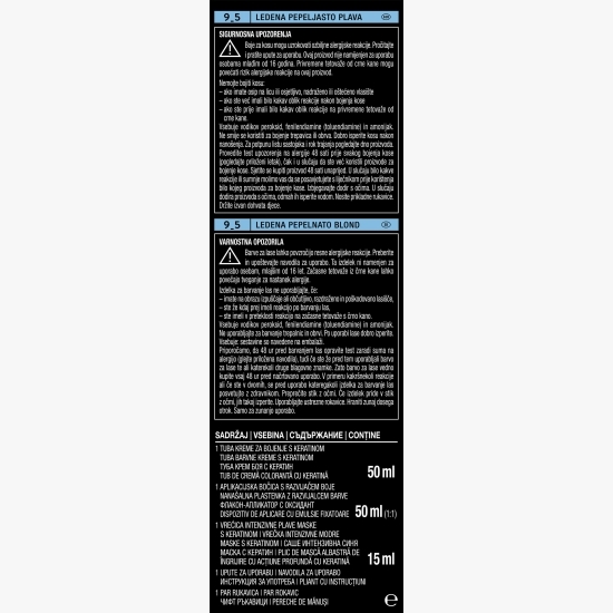 Vopsea de păr permanentă Professional Performance, 9-5 blond cenușiu înghețat, 115ml