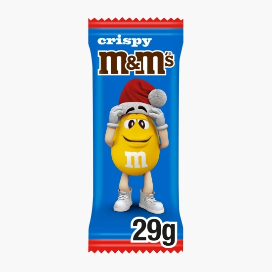 M&M's - Baton crispy cu miez din orez crocant în ciocolată cu lapte și glazură de zahăr Moș Crăciun 29g