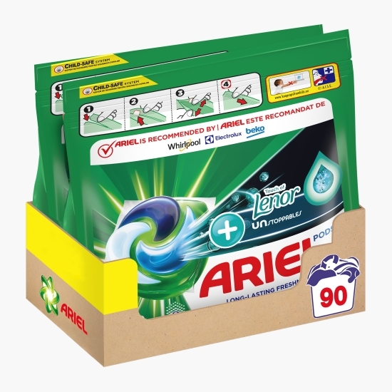 Detergent de rufe capsule Pods+ Touch of Lenor Unstoppables, 90 spălări