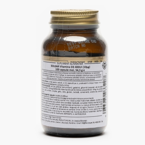 Vitamina D3, 400IU, 100 capsule moi