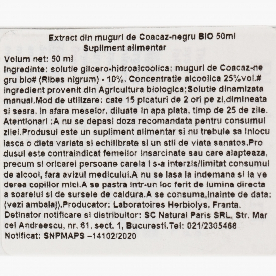 Extract din muguri de coacăz negru eco 50ml