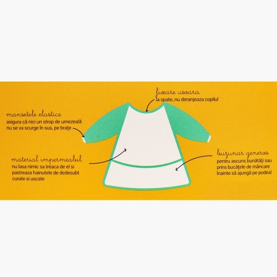 Bavețică cu mânecă lungă și buzunar - vulpe, +6 luni