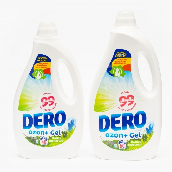 Pachet Detergent de rufe lichid automat Ozon+ Plus gel Roua Muntelui , 40+60 spălari