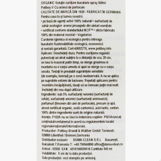 Soluție curățare bucătării spray, bio 0.5l