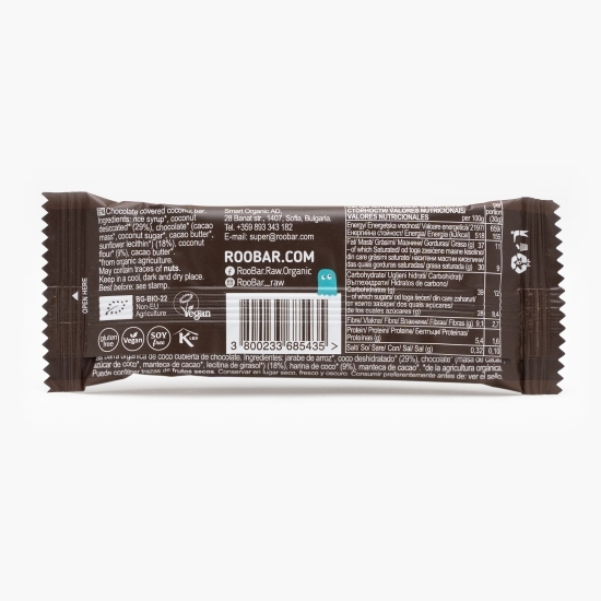 Baton eco cu cocos, învelit în ciocolată, vegan, fără gluten 30g