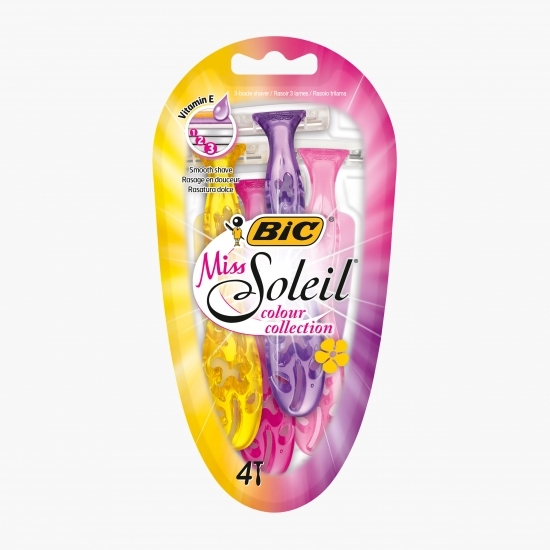 Aparat de ras pentru femei Miss Soleil Colour Collection 3 lame, 4 buc