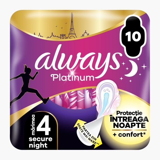 Absorbante Platinum Secure Night 10 buc