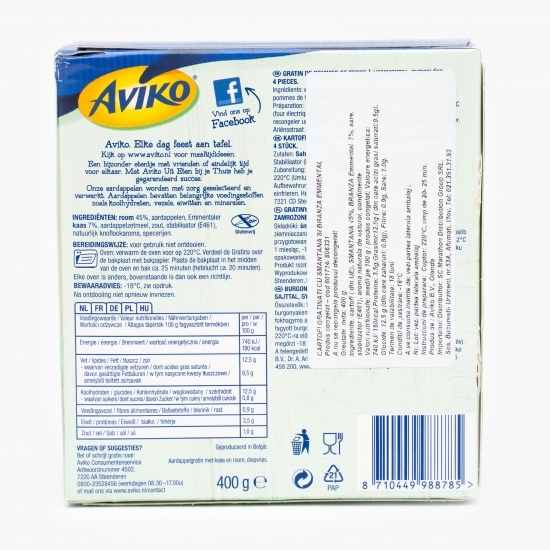 Cartofi gratinați cu smântână și brânză emmental 400g