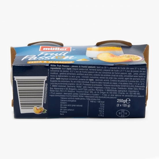 Pachet iaurt cu piersici și maracuja Fruit Passion 2x125g