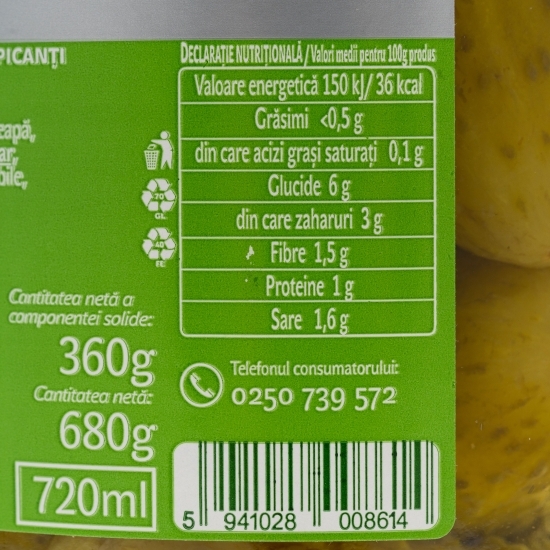 Castraveți picanți în oțet 680g
