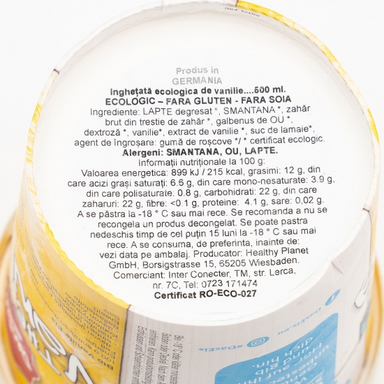 Înghețată ecologică de vanilie 250g
