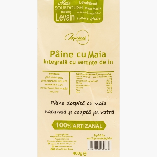 Pâine integrală cu maia și semințe de in 400g