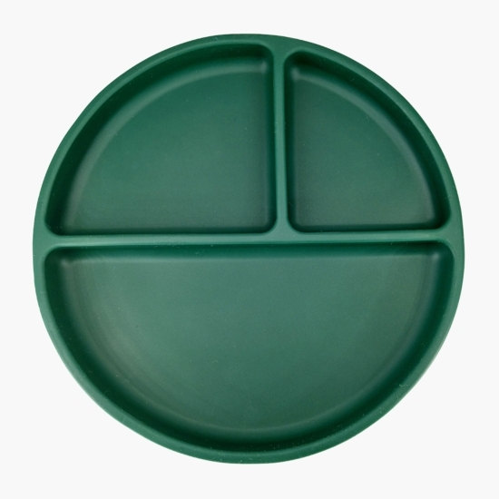 Farfurie rotundă compartimentată, din silicon, Dark Green