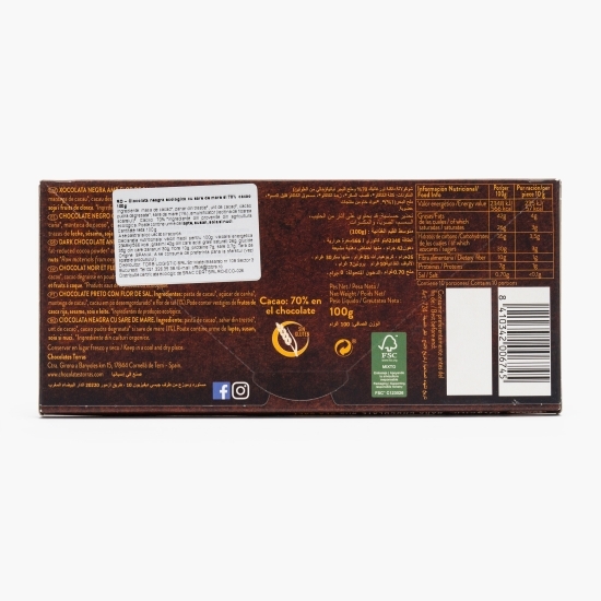 Ciocolată neagră eco cu 70% cacao și sare de mare 100g