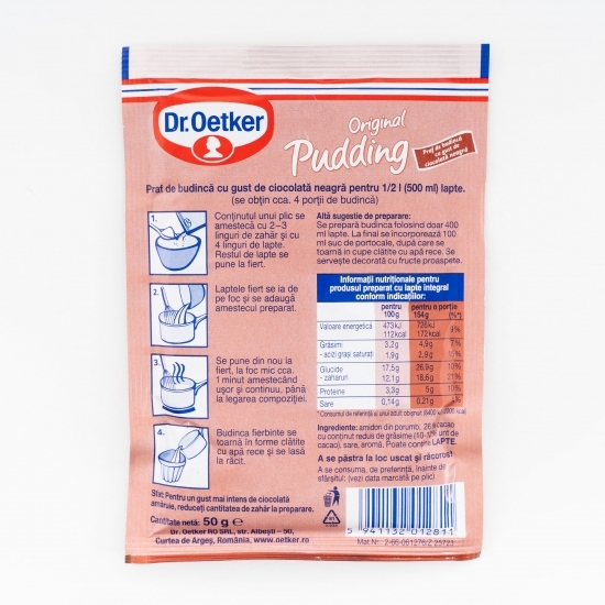 Praf de budincă Original Pudding cu gust de ciocolată neagră 50g