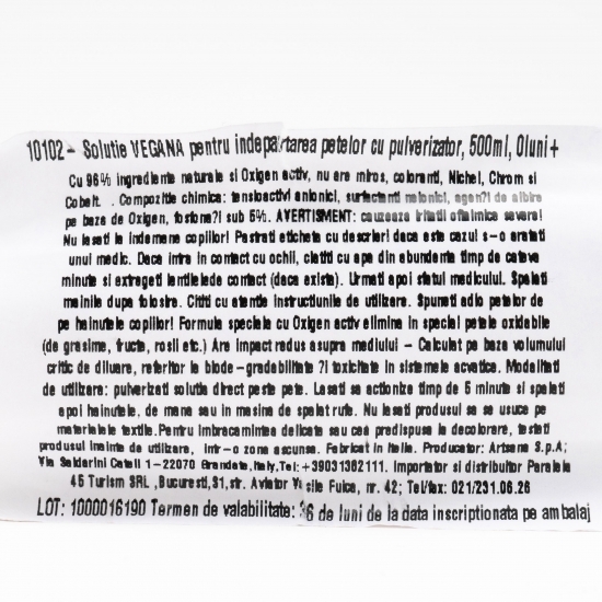 Soluție vegană pentru îndepărtarea petelor cu pulverizator 0+ luni, 0.5l