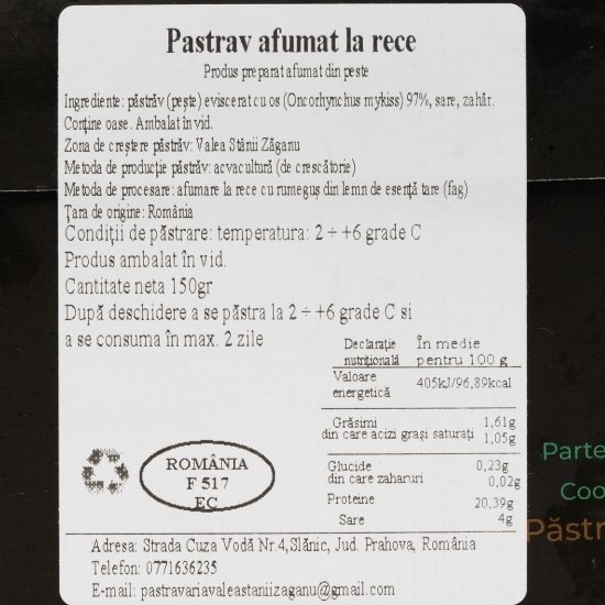 Păstrăv afumat la rece 150g