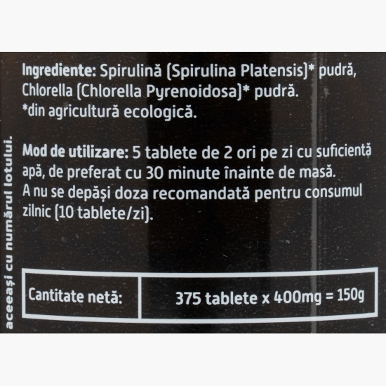 Spirulină și Chlorella eco, 375 tablete