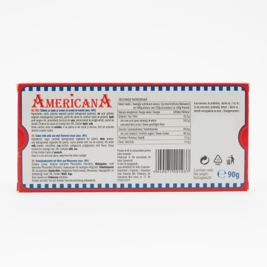Tabletă de cacao cu cremă mentă 90g  