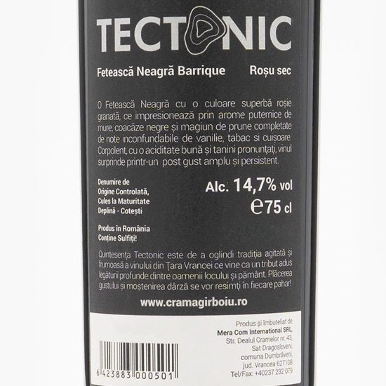 Vin roșu sec Tectonic Fetească Neagră, 14.7%, 0.75l
