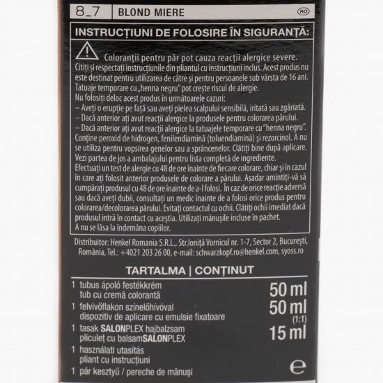 Vopsea de păr permanentă Professional Performance, 8-7 blond miere, 115ml