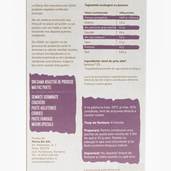 Tagilatelle ecologice cu busuioc 250g