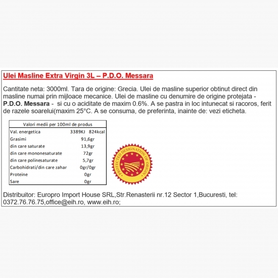 Ulei de măsline extravirgin 3l