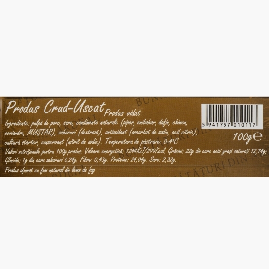 Pulpă de porc crud-uscată, feliată 100g