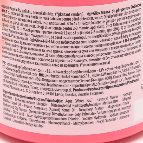 Mască de păr 4 în 1 cu ulei de nucă babassu pentru păr vopsit și deteriorat 400ml