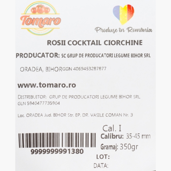 Roșii cherry cocktail ciorchine, din Bihor 350g