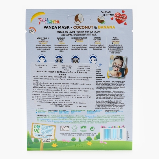 Mască pentru față cu nucă de cocos și banane - panda, 6+ ani