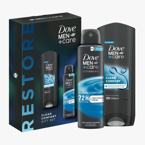 Set cadou Men+Care Clean Comfort: gel de duș 250ml + deodorant 150ml