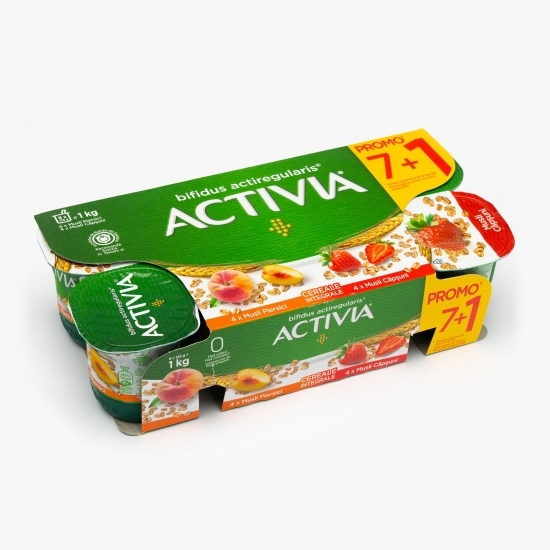 Iaurt cu musli piersici-căpșuni 8x125g