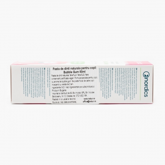 Pastă de dinți naturală pentru copii, fără fluor Bubble gum, 2-6 ani, 50ml