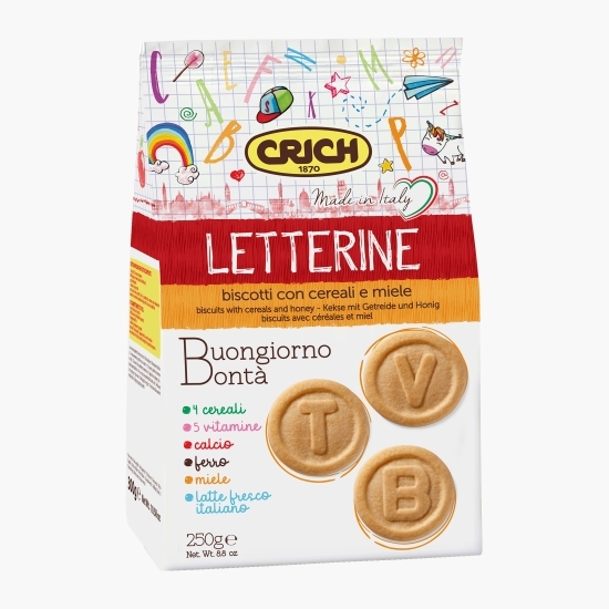 Biscuiți Letterine cu cereale și miere 250g