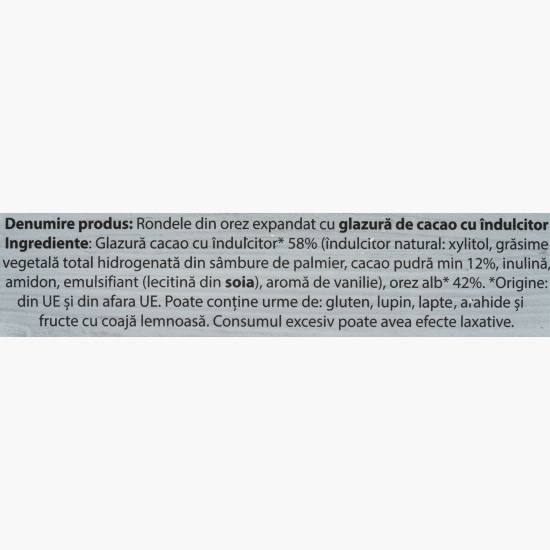 Rondele din orez cu glazură de cacao fără zahăr 66g