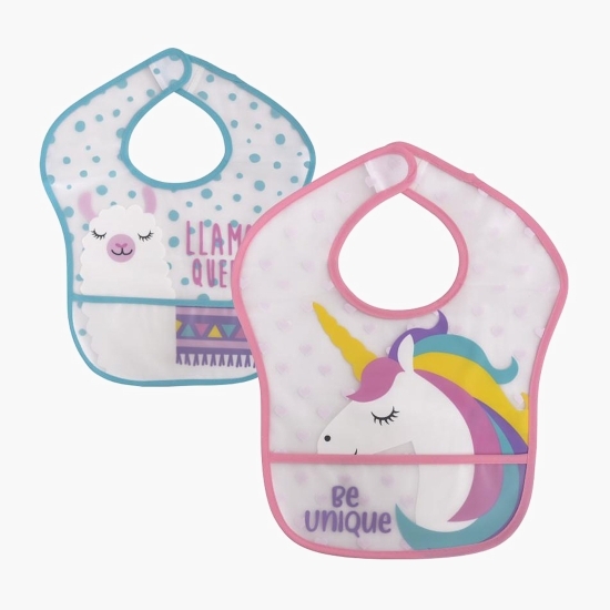 Set 2 bavete, impermeabile peva, 28,5x36 cm, închidere cu bandă velcro, fetițe